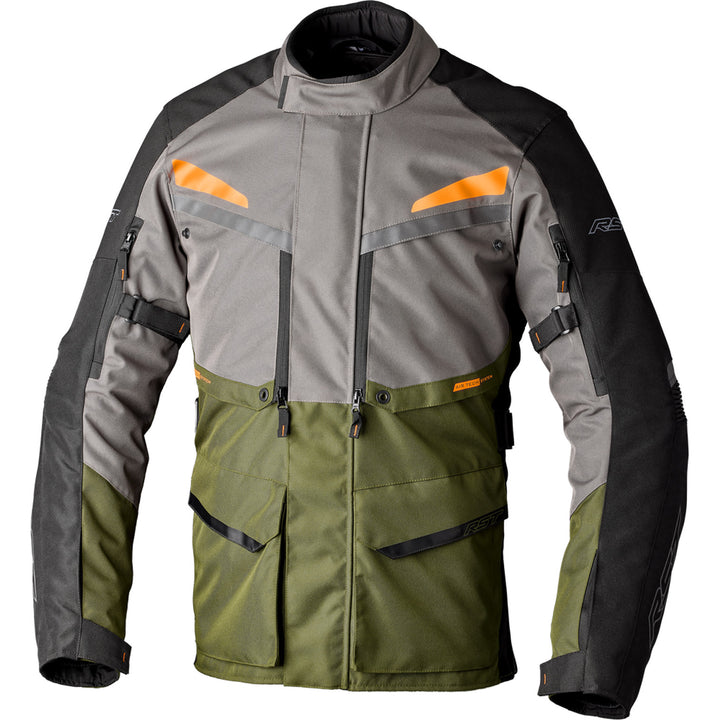 RST Maverick Evo Jacket Khaki/Grey/Orange - Front View
