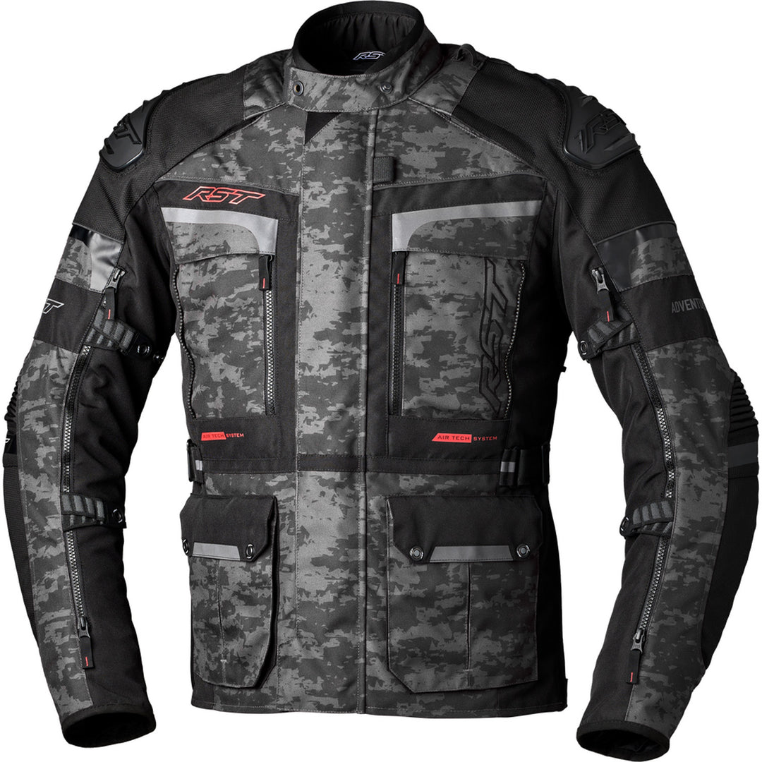 RST Pro Series Adventure-X CE Jacket Grey Camo - Front View