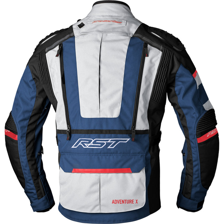 RST Pro Series Adventure-X CE Jacket Silver/Blue/Red - Rear View