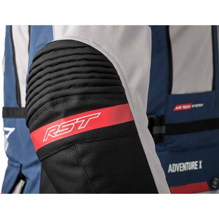 RST Pro Series Adventure-X CE Jacket Silver/Blue/Red - Close-Up of Elbow Details