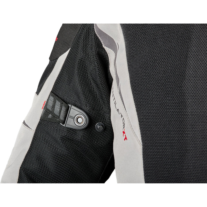 RST Pro Series Ventilator XT CE Jacket Silver/Black - Close-Up of Upper Arm Adjustment Snap Strap