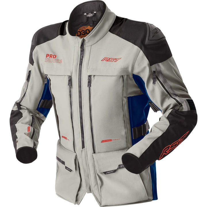 RST Pro Series Adventure D3O Jacket Silver/Blue - Front View