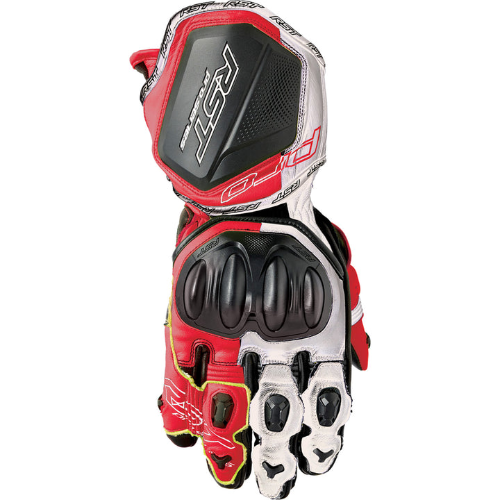 RST Pro Series GP D3O Gloves White/Red - Back of Hand View