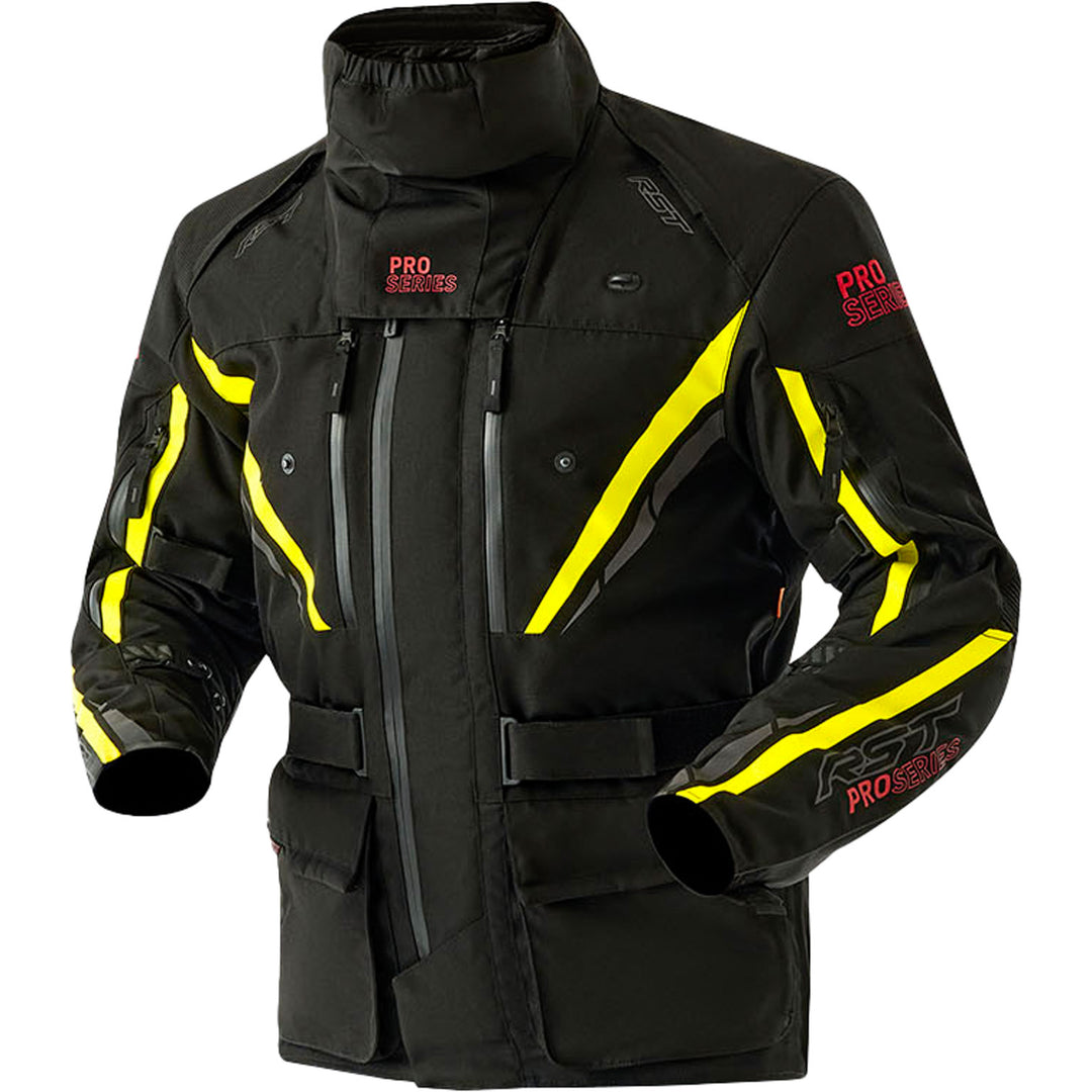 RST Pro Series Paragon D3O Jacket Black/Flo-Yellow - Front View