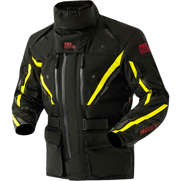 RST Pro Series Paragon D3O Jacket Black/Flo-Yellow - Front View