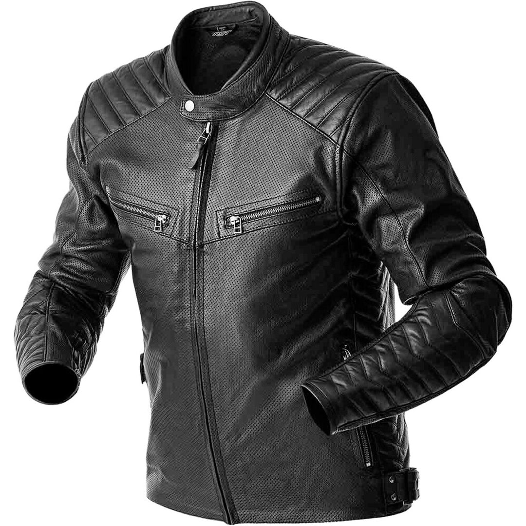 RST Roadster Air D3O Leather Jacket Black - Front View