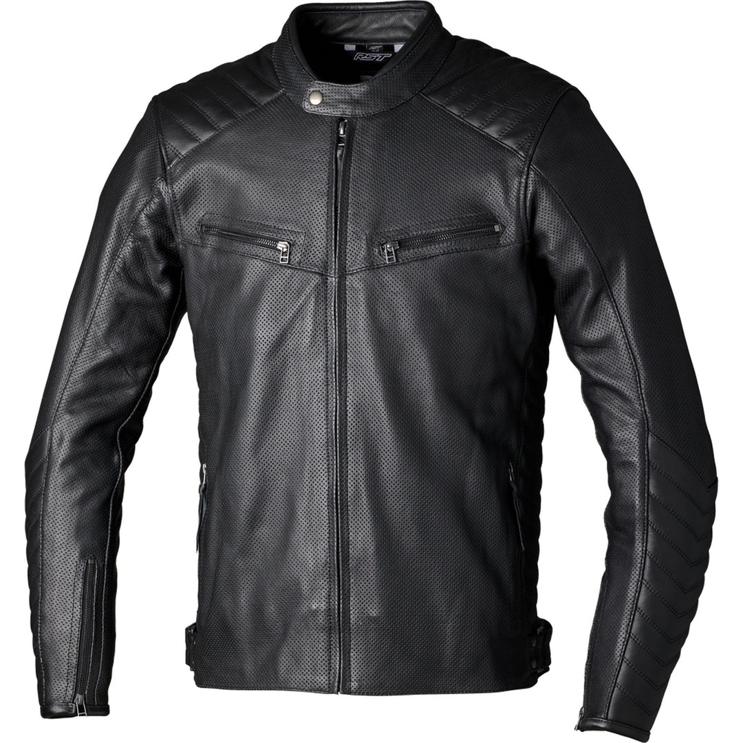 RST Roadster Air CE Leather Jacket Black - Front View