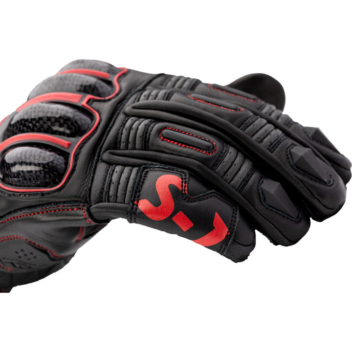 RST S1 CE Gloves Black/Grey/Red - Close-Up of Back of Finger Details