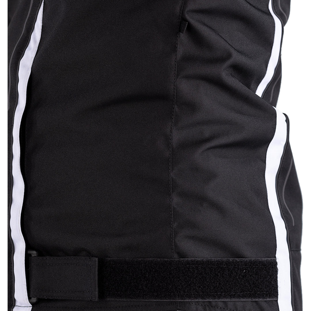 RST S1 CE Jacket Black/Black/White - Close-Up of Side and Waist Adjustment Strap
