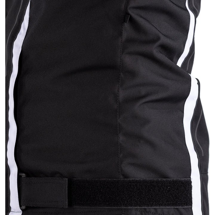 RST S1 CE Jacket Black/Black/White - Close-Up of Side and Waist Adjustment Strap