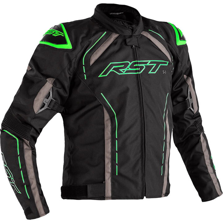 RST S1 CE Jacket Black/Grey/Neon Green - Front View