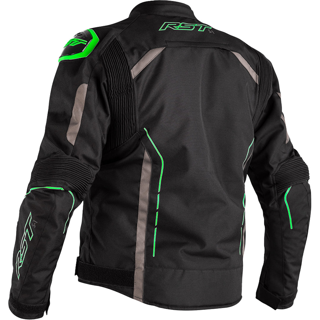 RST S1 CE Jacket Black/Grey/Neon Green - Rear View