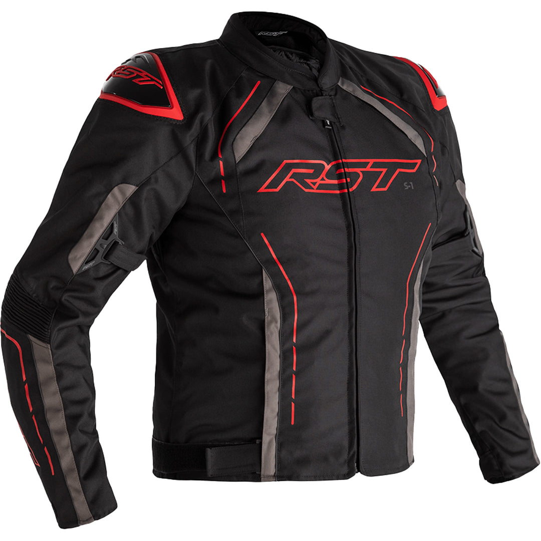 RST S1 CE Jacket Black/Grey/Red - Front View