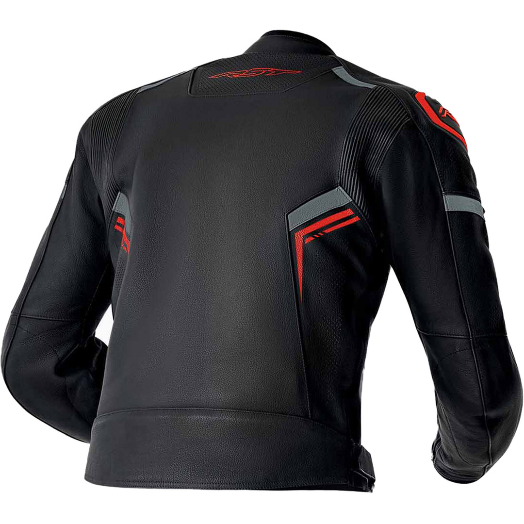RST S1 D3O Leather Jacket Black/Grey/Red - Rear View