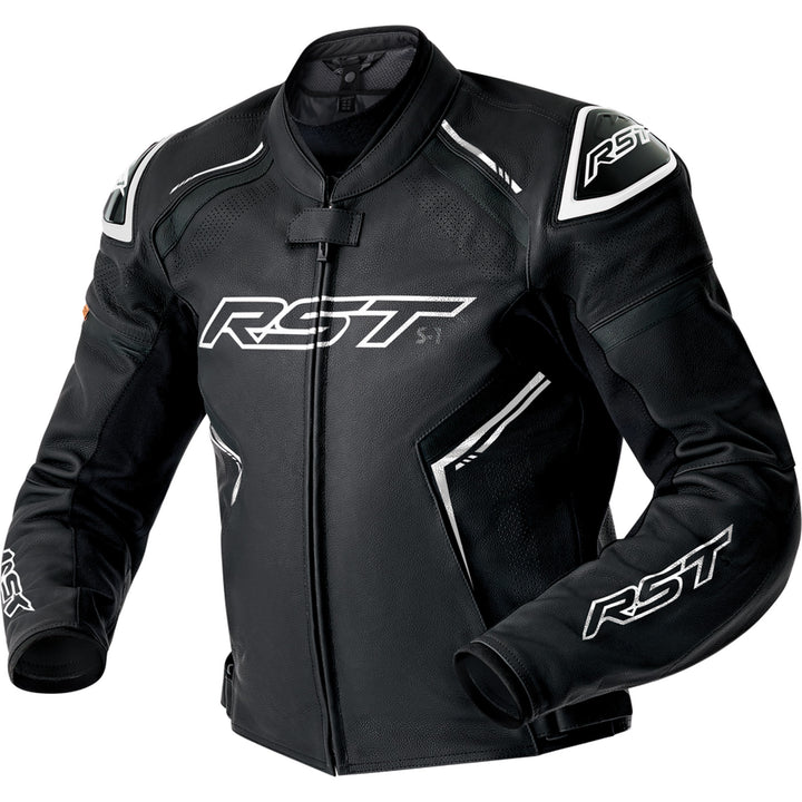 RST S1 D3O Leather Jacket Black/White - Front View
