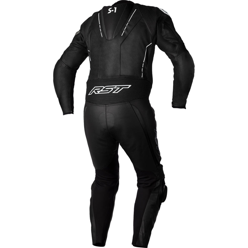 RST S1 CE Leather Suit Black/Black/White - Rear View