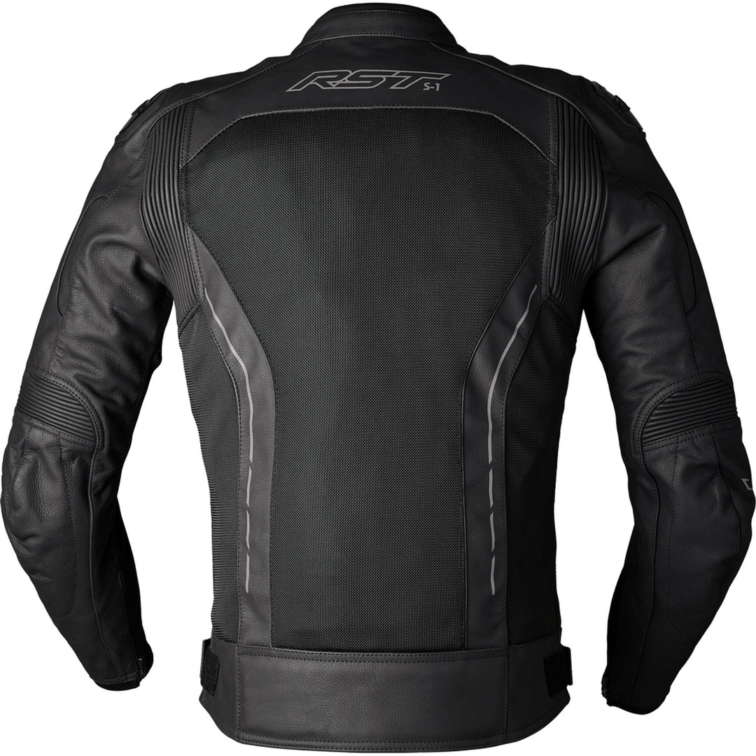 RST S1 Mesh CE Leather Jacket Black/Black - Rear View