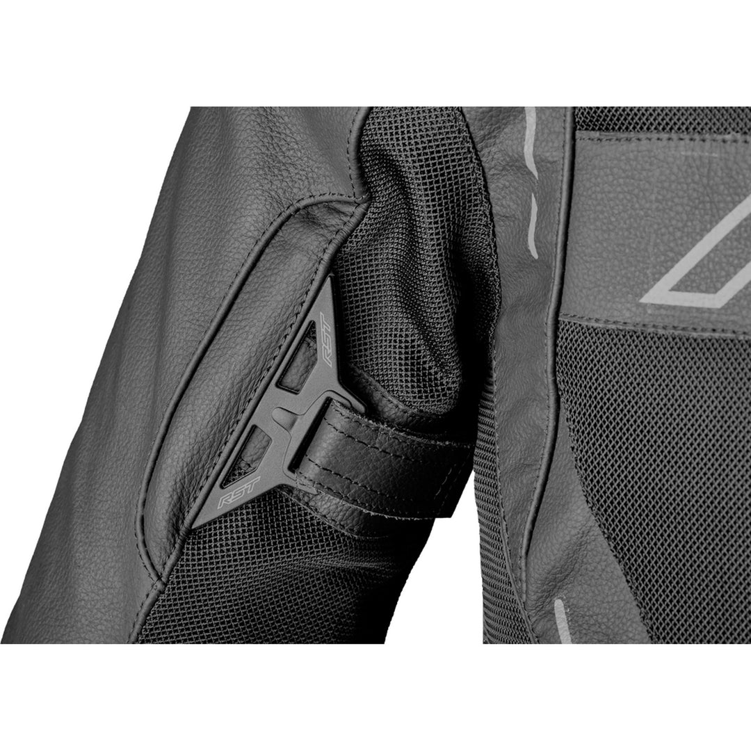 RST S1 Mesh CE Leather Jacket Black/Black - Close-Up of Under Arm Mesh Panels
