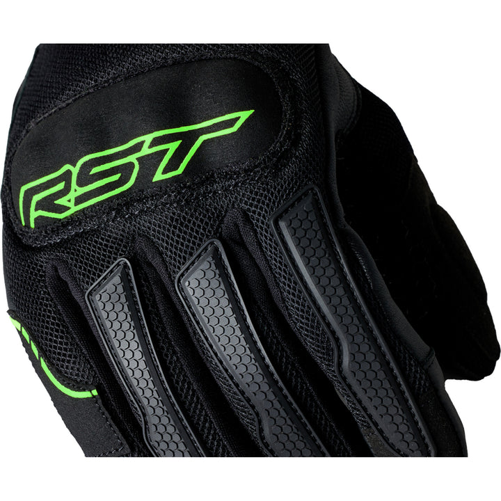 RST S1 Mesh CE Gloves Black/Neon Green - Close-Up of Knuckle Protector