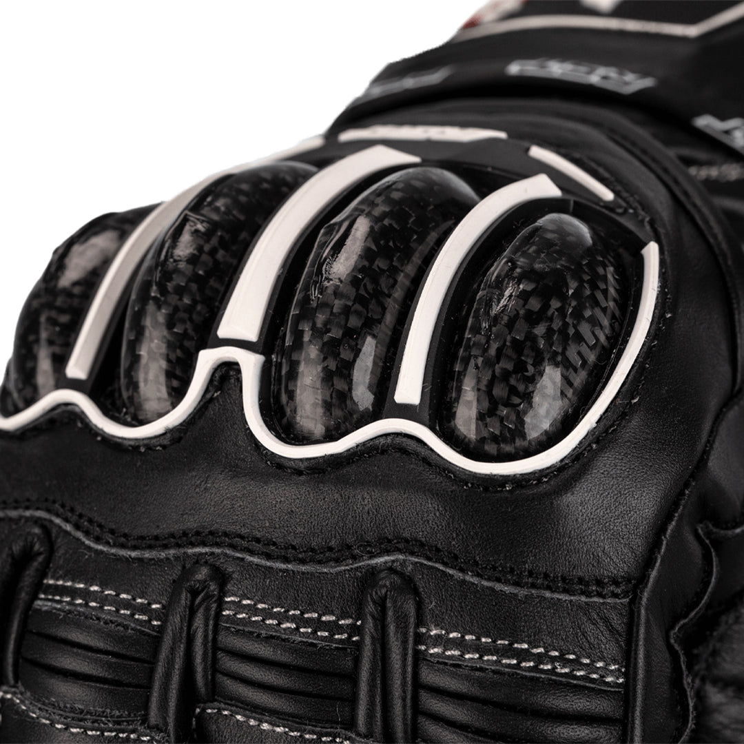 RST Tractech Evo 4 CE Gloves Black/Black/Black - Close-Up of Carbon Knuckle Protector