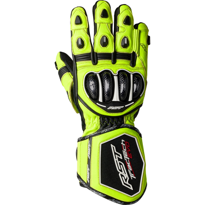 RST Tractech Evo 4 CE Gloves Neon Yellow/Black - Back of Hand View