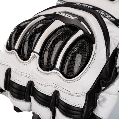 RST Tractech Evo 4 CE Gloves White/White/Black - Close-Up of Carbon Knuckle Protector