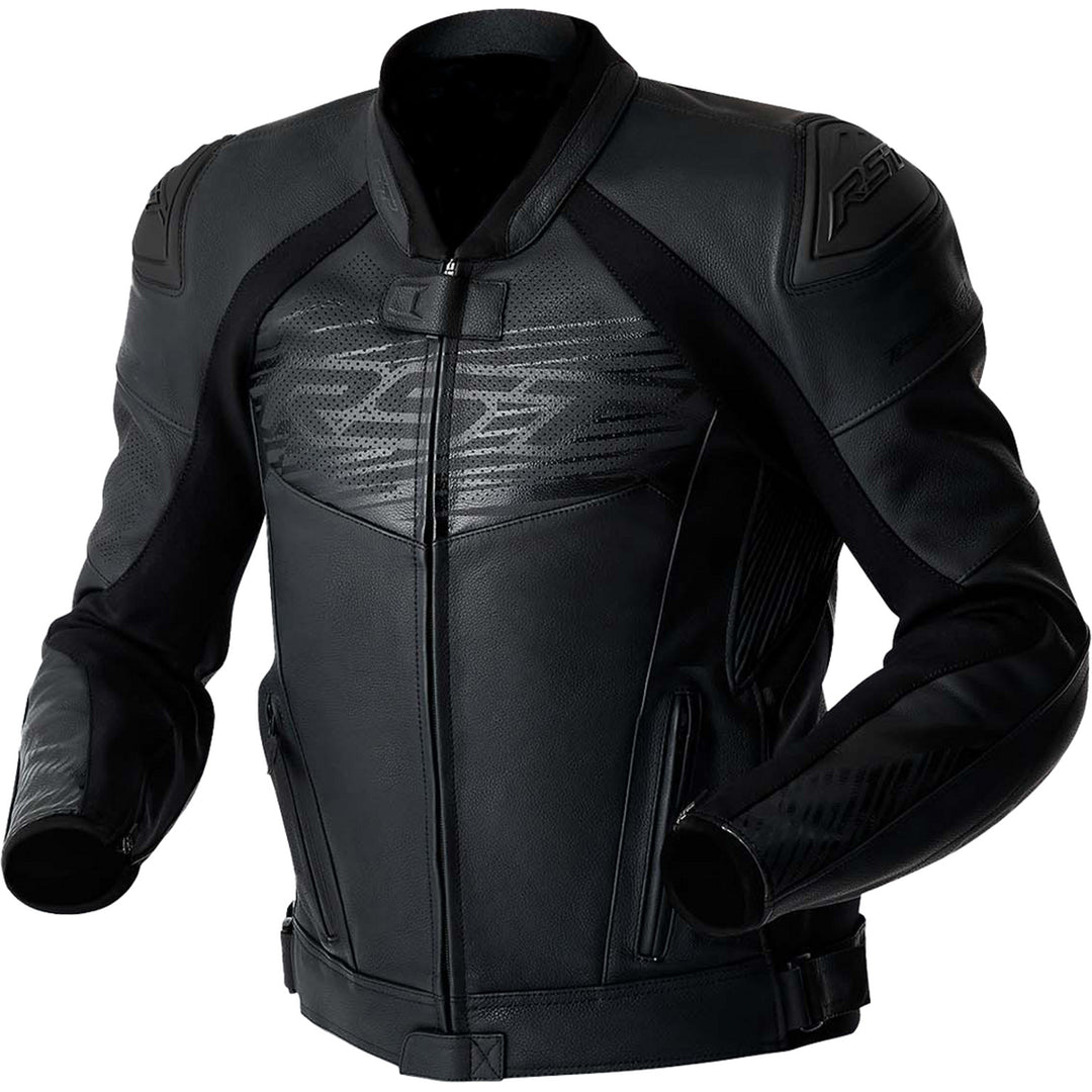 RST TracTech Evo 5 D3O Leather Jacket Black - Front View
