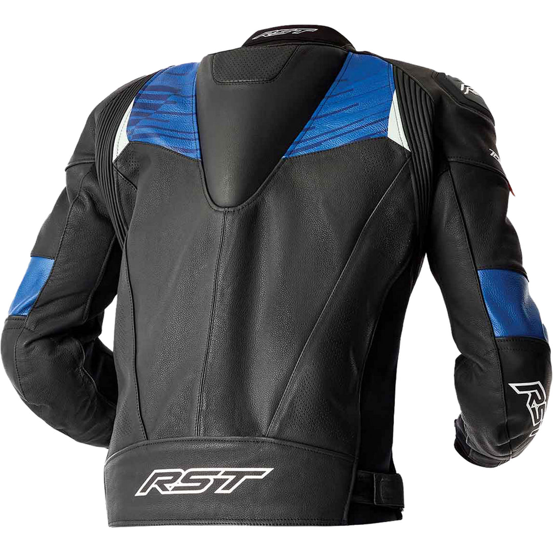 RST TracTech Evo 5 D3O Leather Jacket Black/Blue - Rear View