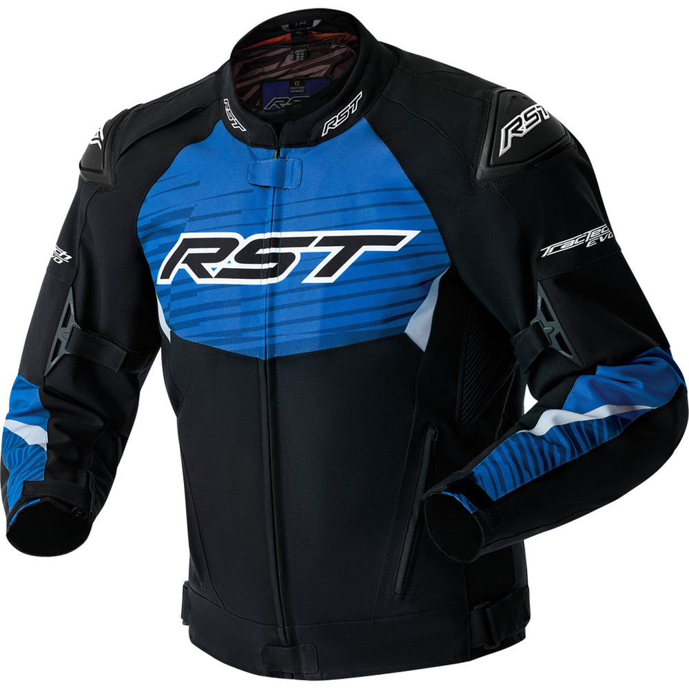 RST TracTech Evo 5 D3O Textile Jacket Black/Blue - Front View
