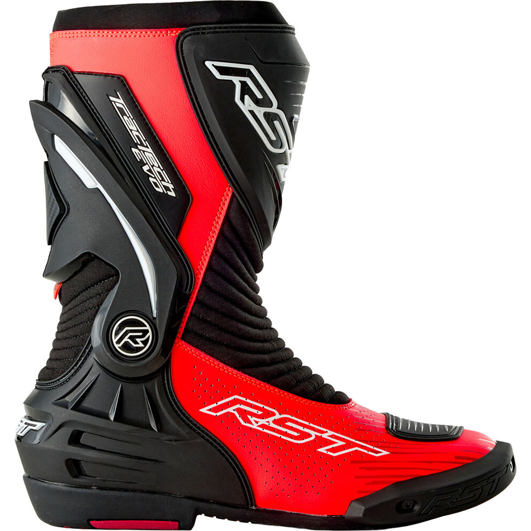 RST TracTech Evo D3O Boots Black/Flo Red - Outer Side View
