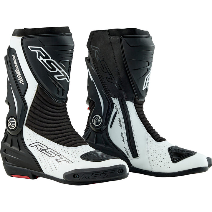 RST TracTech Evo D3O Boots Black/White - Outer and Inner Side Views of Pair