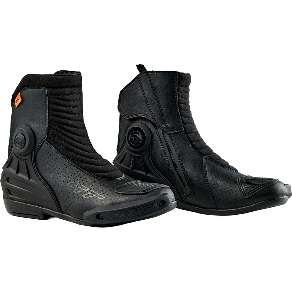 RST TracTech Evo D3O Short Boots Black - Angled Outer and Inner Side Views of Pair