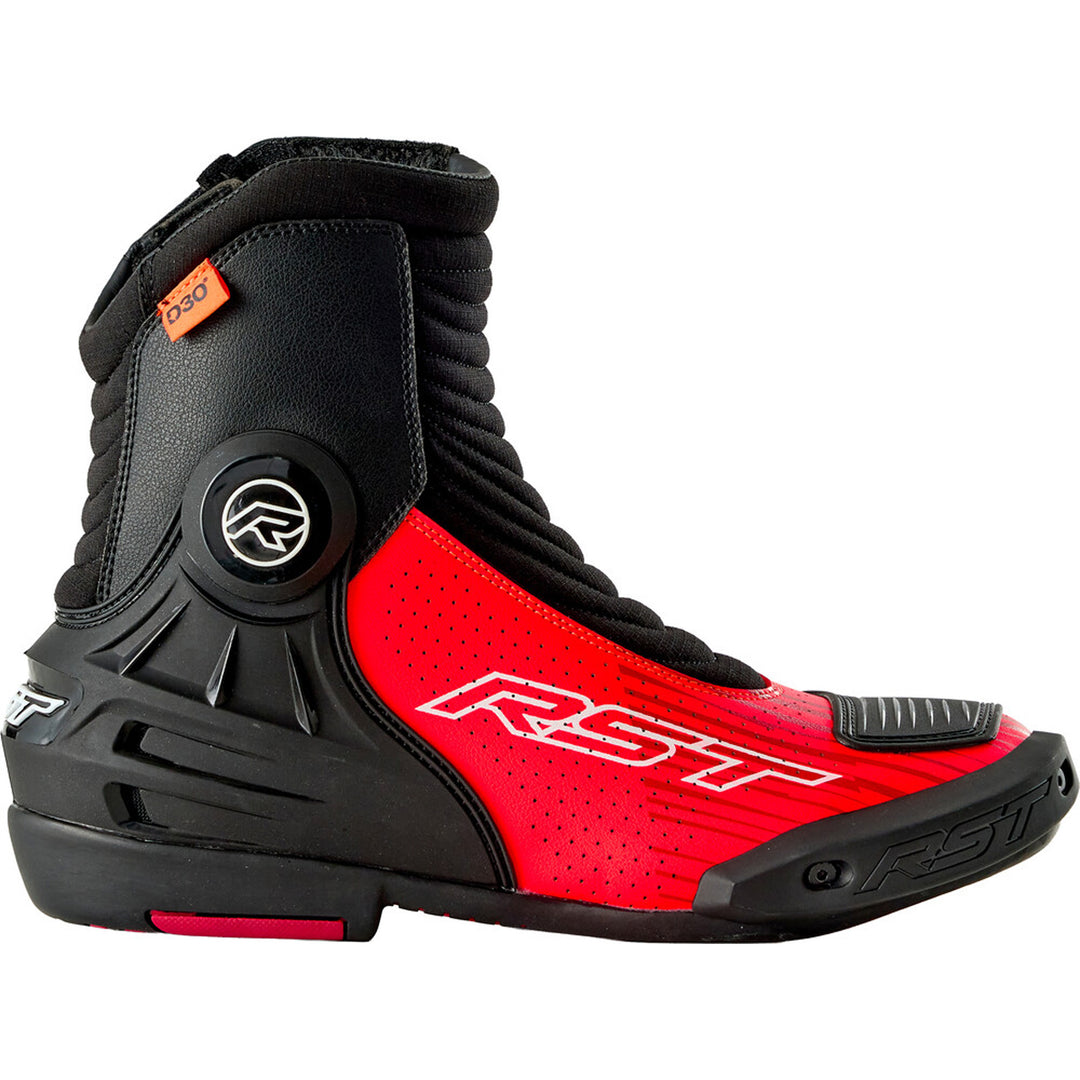 RST TracTech Evo D3O Short Boots Black/Flo Red - Outer Side View