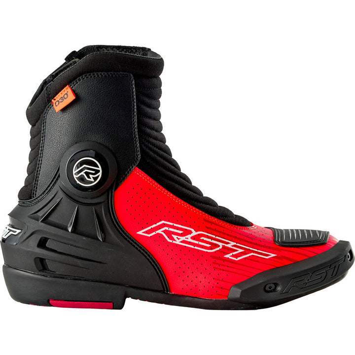 RST TracTech Evo D3O Short Boots Black/Flo Red - Outer Side View
