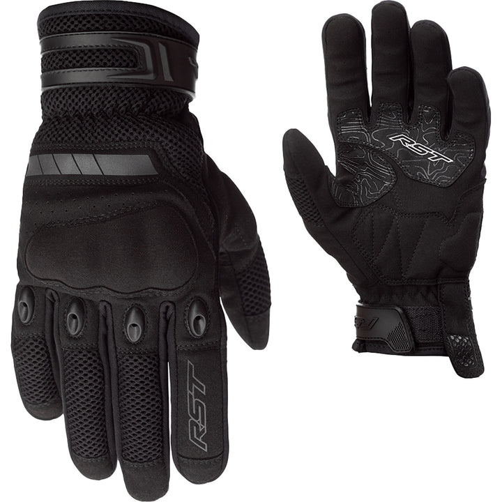 RST Ventilator-X CE Gloves Black/Black - Back of Hand and Palm Views, Side-by-Side