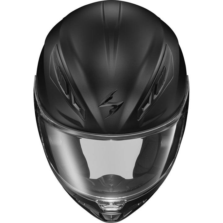 SCORPION EXO EXO-R430 Solid Helmet Matte Black - Top Front View