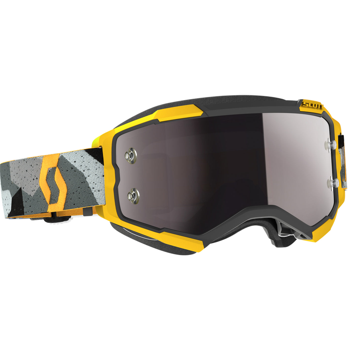 SCOTT Fury Chrome Lens Goggle Camo Grey/Yellow - Front Side View