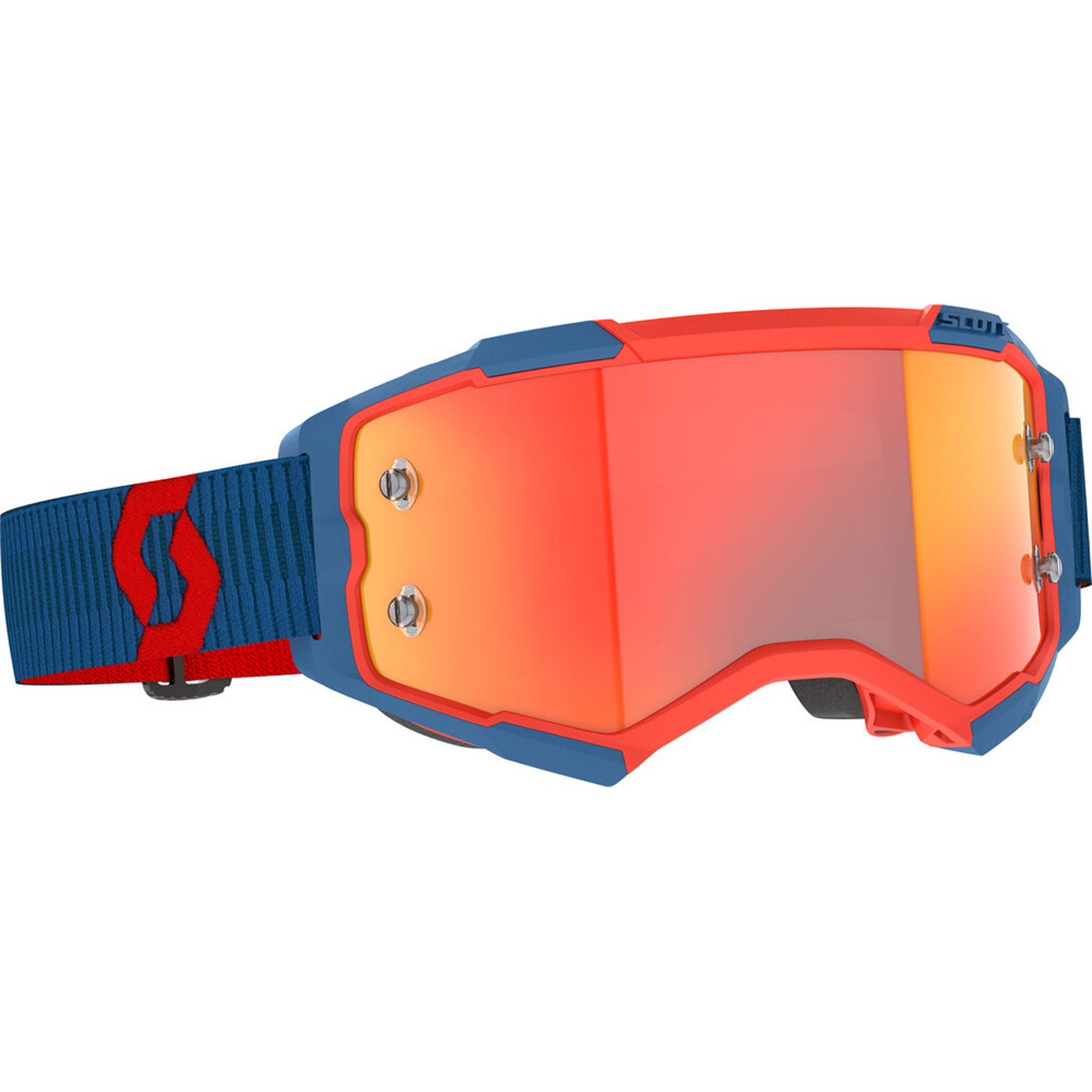 SCOTT Fury Chrome Lens Goggle Dark Blue/Neon Red - Front Side View