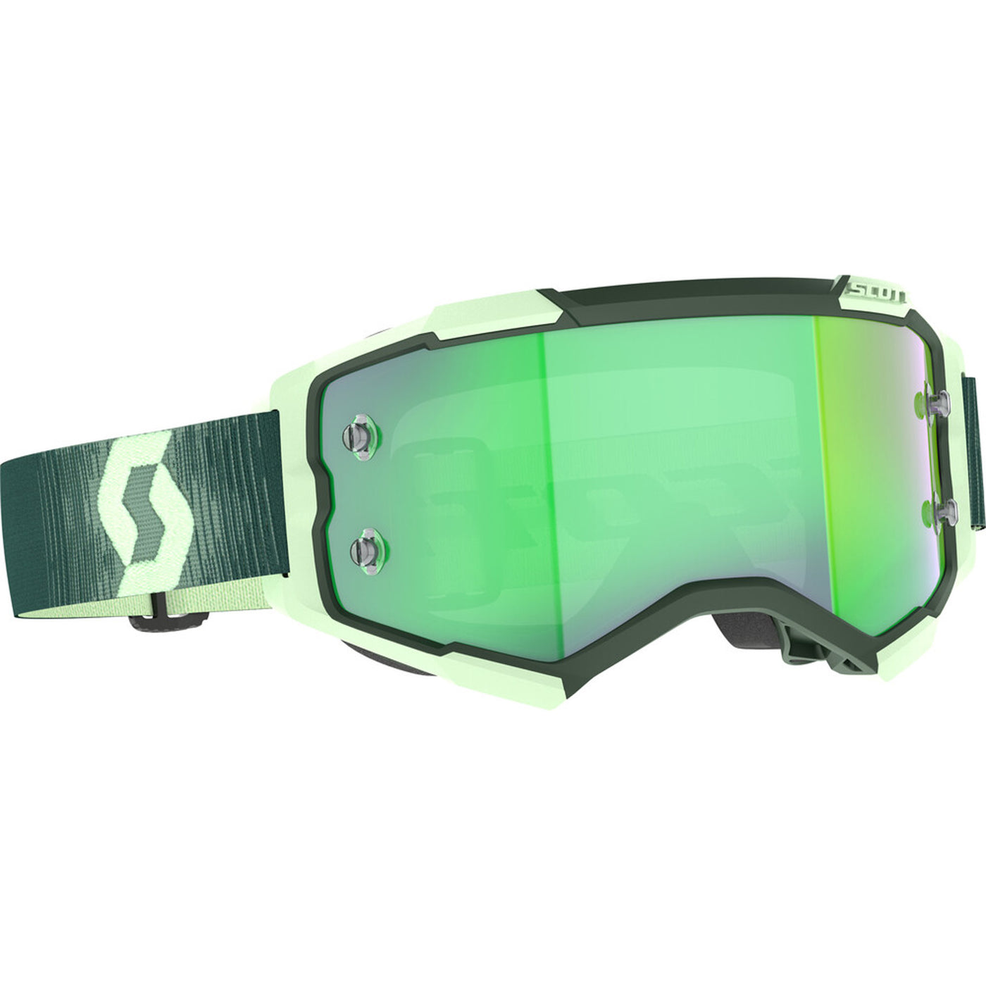 SCOTT Fury Chrome Lens Goggle Dark Green/Mint Green - Front Side View