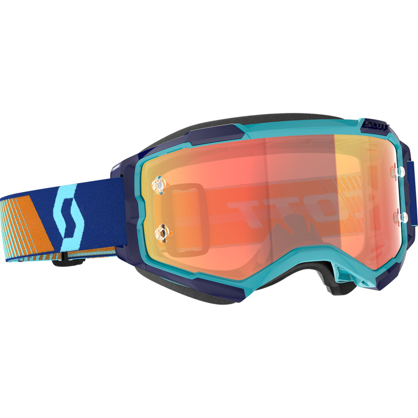 SCOTT Fury Chrome Lens Goggle Royal Blue/Orange - Front Side View