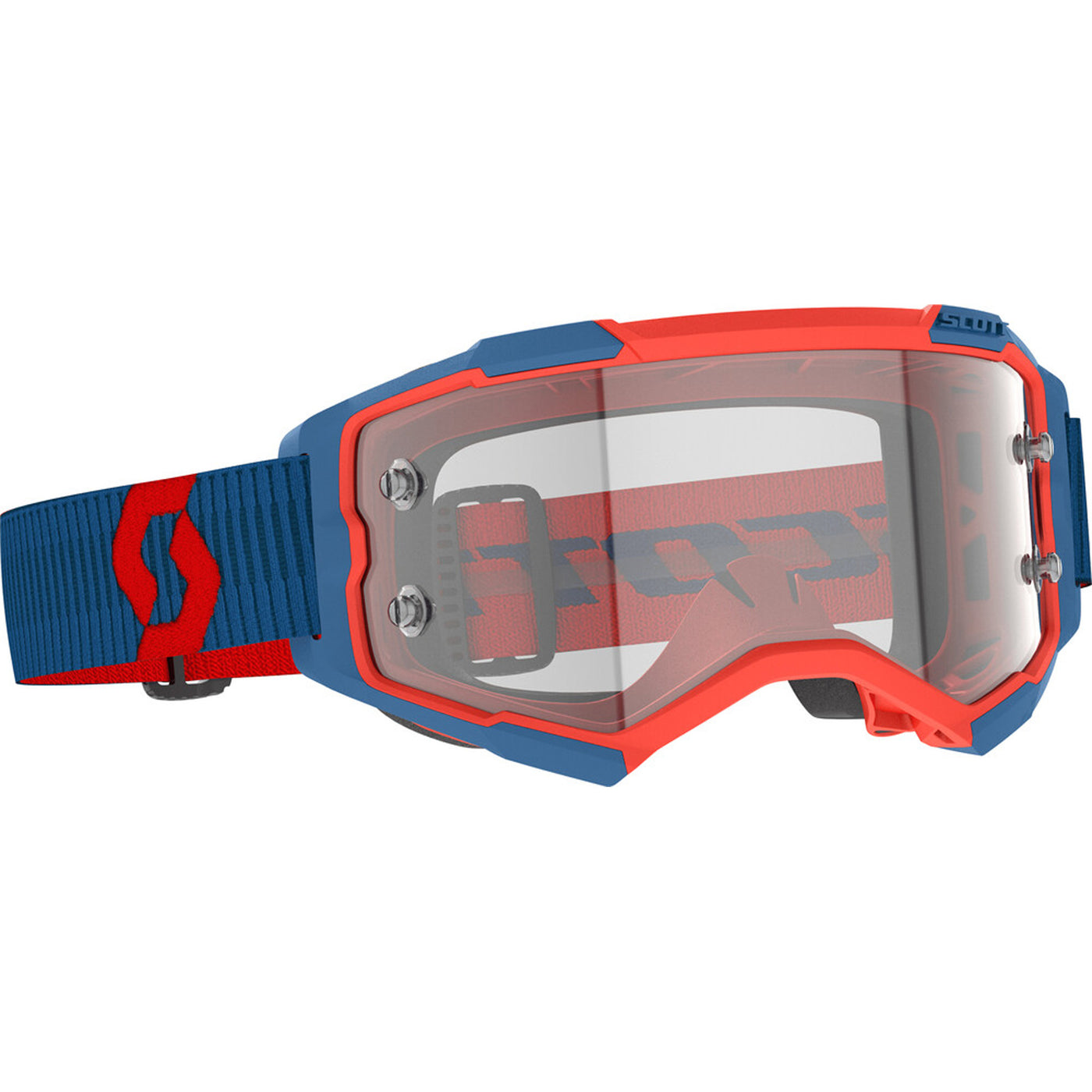 SCOTT Fury Clear Lens Goggle Dark Blue/Neon Red - Front Side View