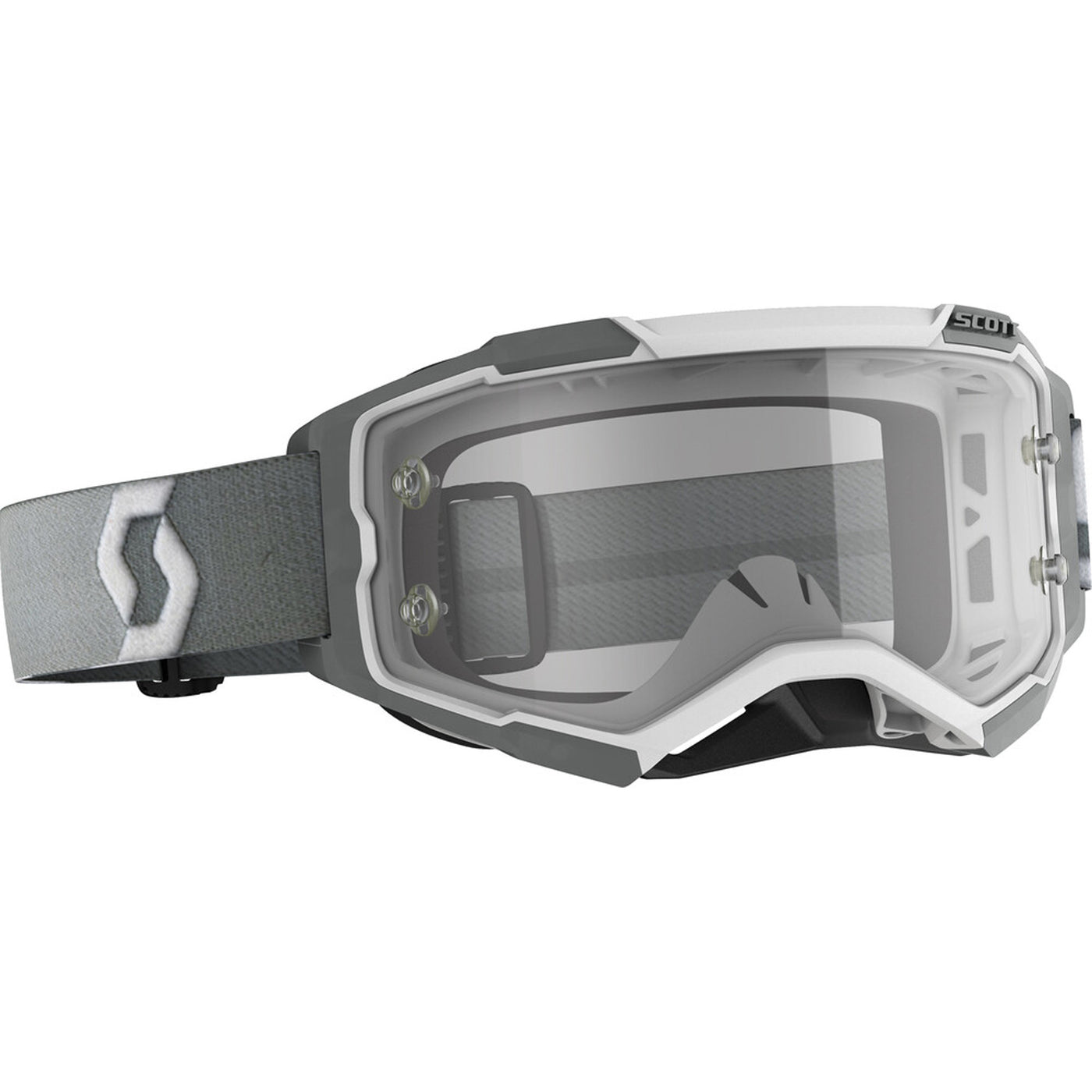 SCOTT Fury Clear Lens Goggle White/Grey - Front Side View