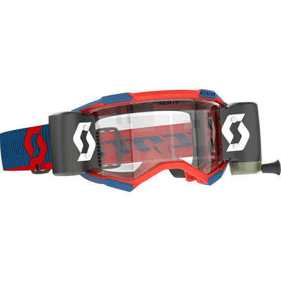 SCOTT Fury Works Film System Goggle Dark Blue/Neon Red - Front Side View