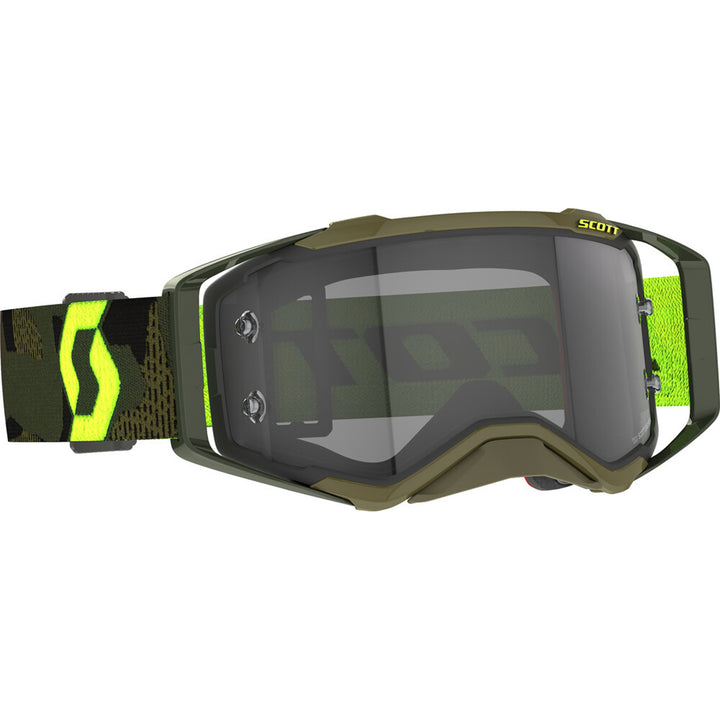 SCOTT Prospect Light-Sensitive Goggle Khaki Green/Neon Yellow - Front Side View
