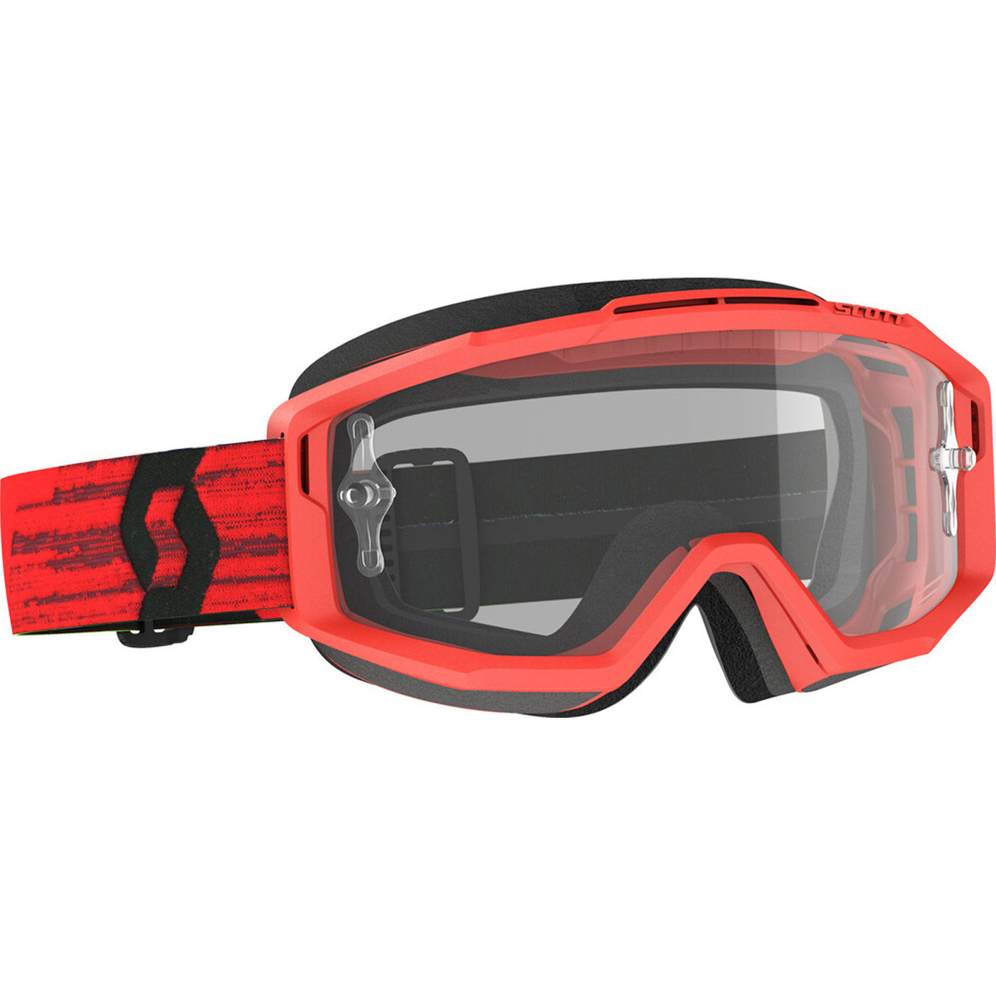 SCOTT Split OTG Clear Lens Goggle Dark Red - Front Side View