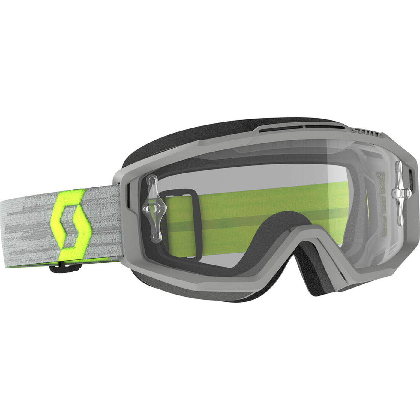 SCOTT Split OTG Clear Lens Goggle Grey/Yellow - Front Side View