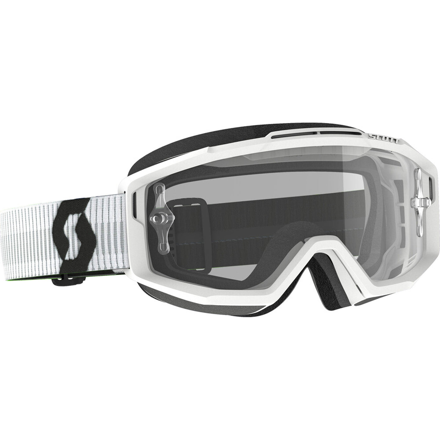 SCOTT Split OTG Clear Lens Goggle White - Front Side View