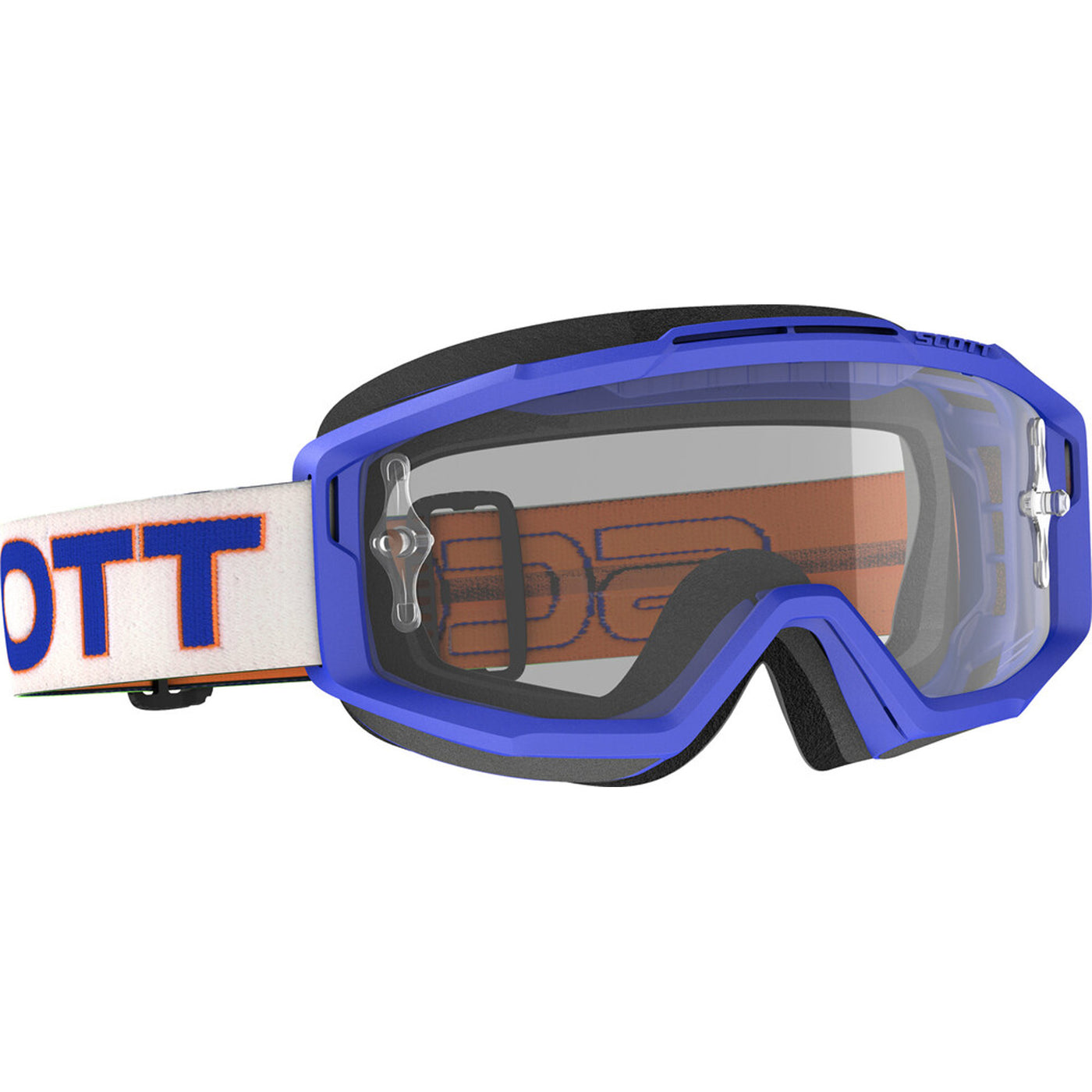 SCOTT Split OTG Clear Lens Goggle White/Blue - Front Side View