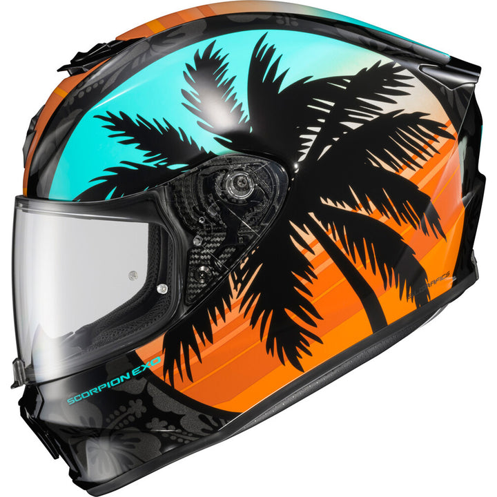 SCORPION EXO EXO-R330 Tubbs Helmet Light Blue/Orange - Left Side View