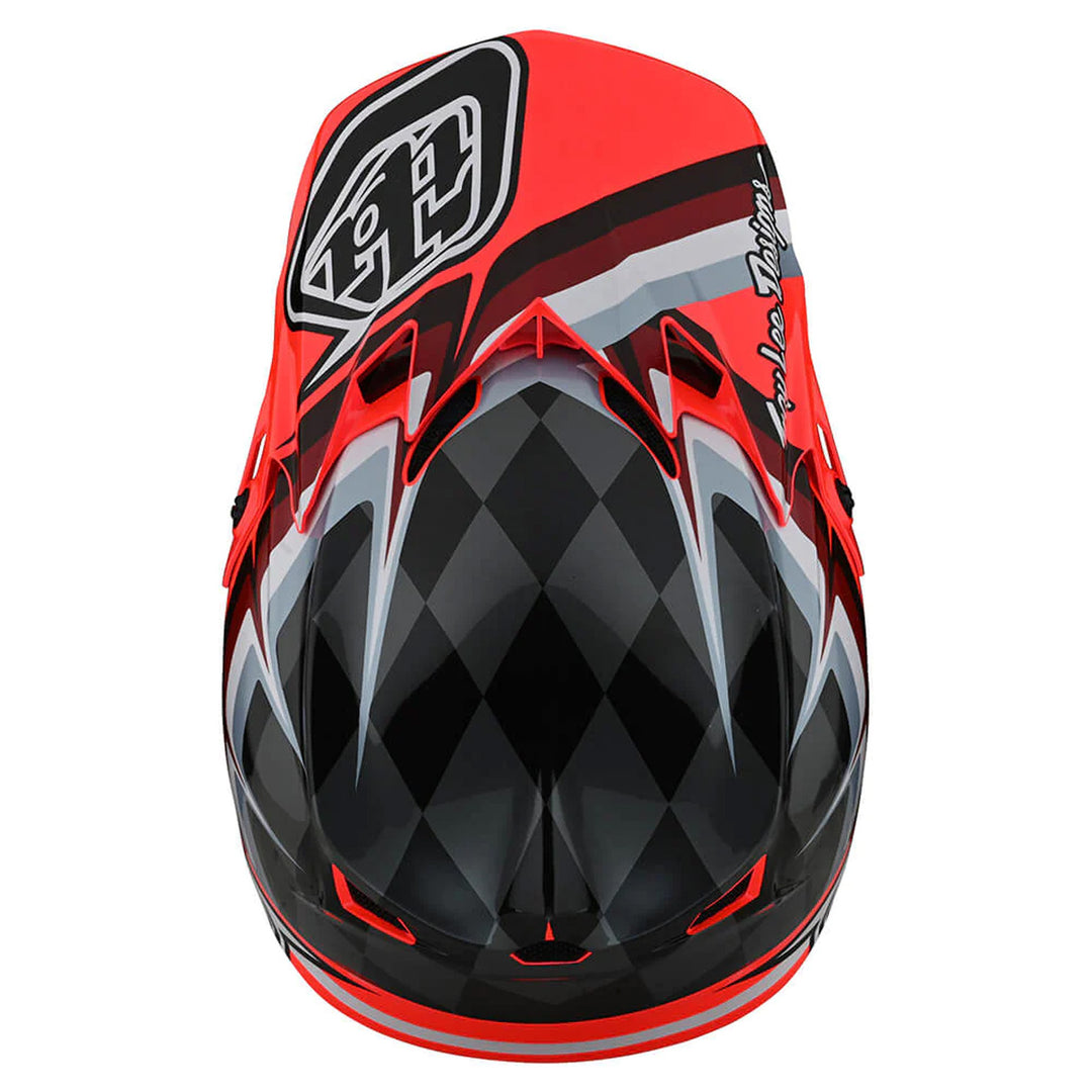 Troy Lee Designs Youth SE4 Polyacrylite Helmet w/MIPS - Warped Glo Red - Top Down View